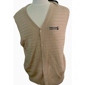 Monterey Club men's button-front cardigan vest Beige TImber Green Country Club L